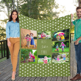 Fotokollage för bästa syster någonsin Oliv grönt Fleecefilt