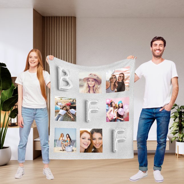 Fotokollage för bästa vänner silver fleecefilt (Skapare uppladdad)