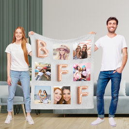 Fotokollage för bästa vänner silver ro guld fleecefilt