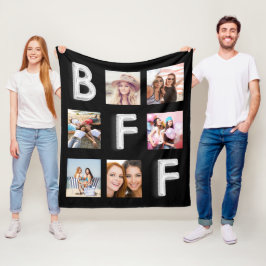 Fotokollage för bästa vänner svart silver fleecefilt
