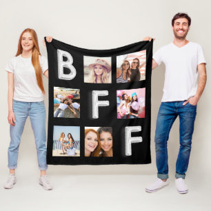 Fotokollage för bästa vänner svart silver fleecefilt