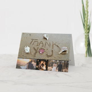 Fotokollage för Beach Wedding Seashell Tack Kort