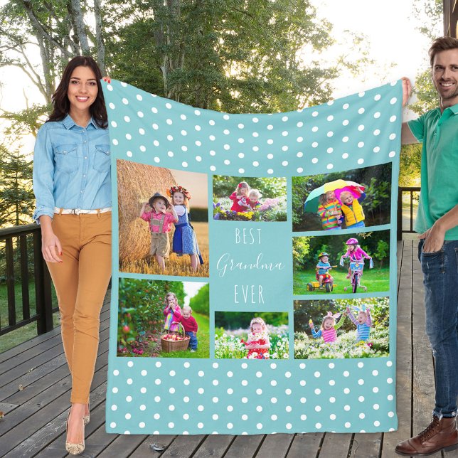Fotokollage för Best Grandma All Himlar Blue Fleecefilt (Skapare uppladdad)