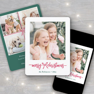 Fotokollage för Bright Modern Bow God jul Julkort