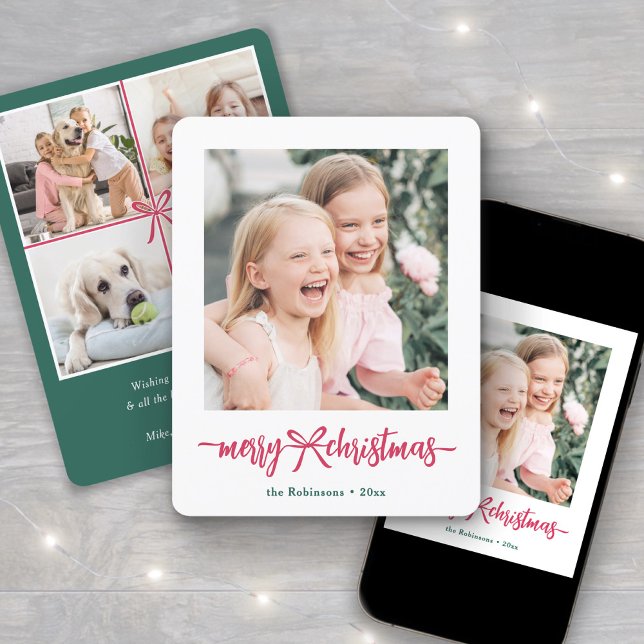 Fotokollage för Bright Modern Bow God jul Julkort (Skapare uppladdad)