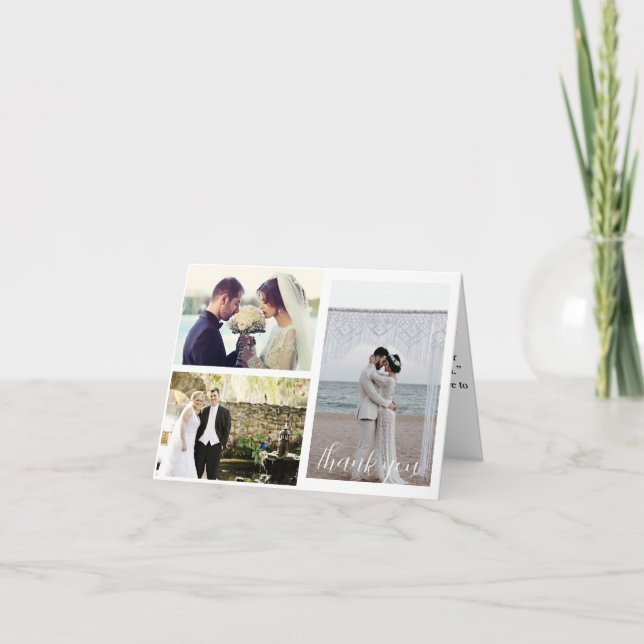 Fotokollage för bröllop 3 tack kort (Framsida)