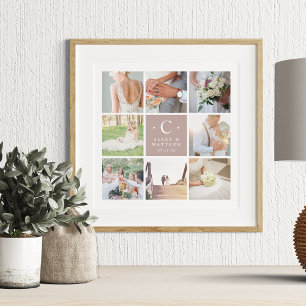 Fotokollage för Bröllop Monogram 8 Poster