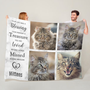 Fotokollage för Cat Memorial Pet-förlust Fleecefilt
