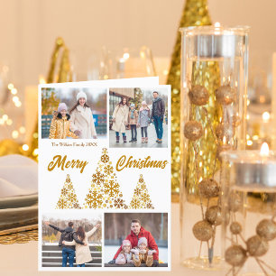 Fotokollage för chic Guld God jul Träd Helgkort
