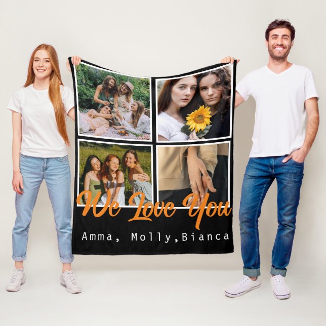 Fotokollage för daglig anpassningsbar, svart-vita  fleecefilt (På plats)