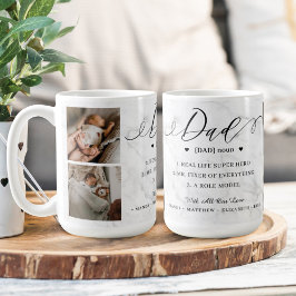 Fotokollage för definition av pappa i ordlistan kaffemugg