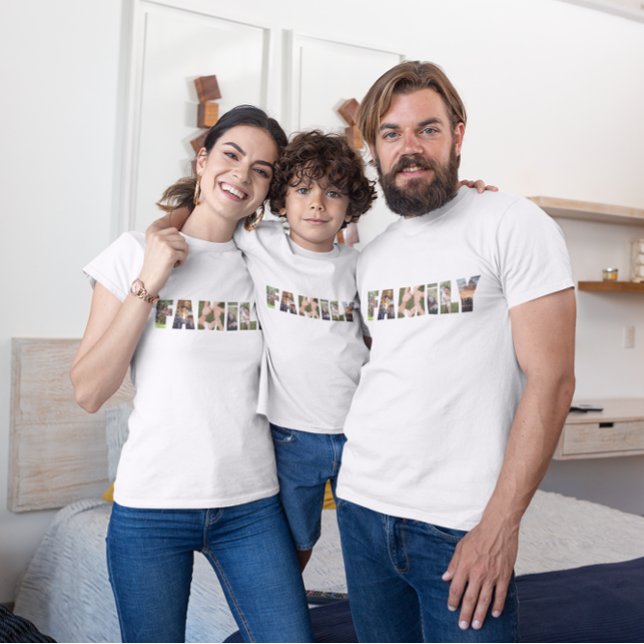 Fotokollage för den moderna familjen brev t shirt (Skapare uppladdad)