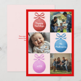 Fotokollage för den moderna Glitter-familjen för p Julkort