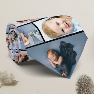 Fotokollage för den nyfödda Fars dag Gift-familjen Slips