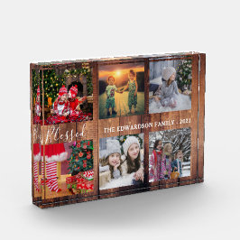 Fotokollage för den Rustiska träfamiljen, färgat s