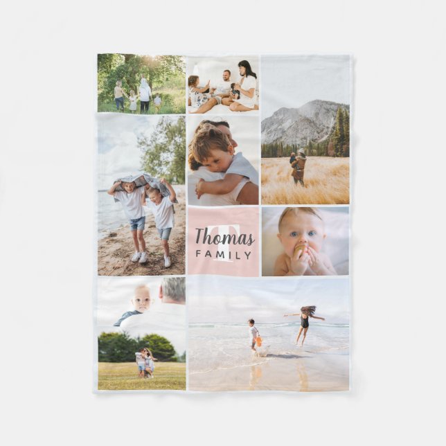 Fotokollage för Elegant och modern  Rosa Fleecefilt (Framsidan)