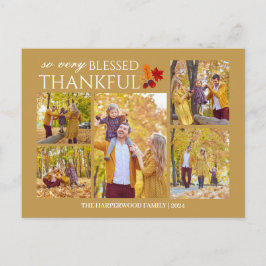 Fotokollage för elegant Script thanksgiving  Helg Vykort