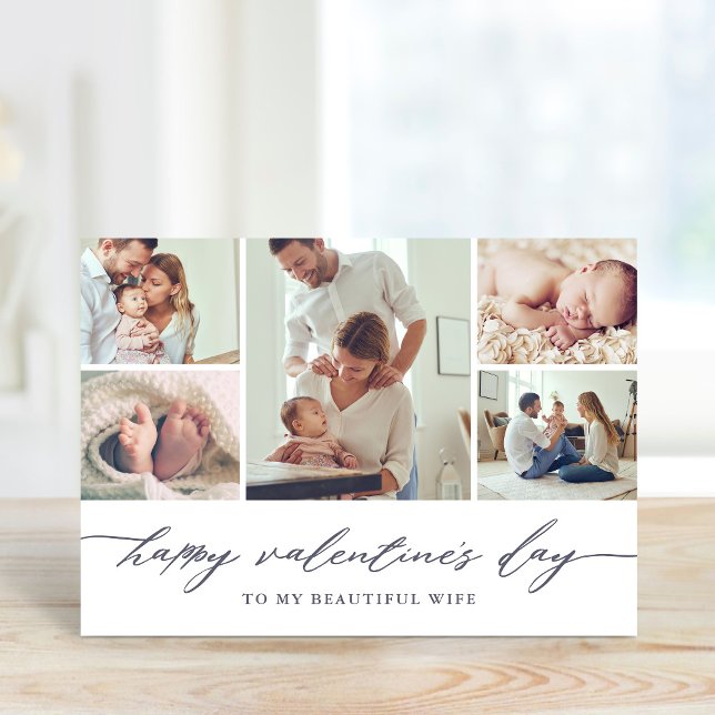 Fotokollage för elegant Script Valentindag Kort (Skapare uppladdad)