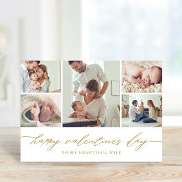 Fotokollage för elegant Script Valentindag Kort