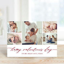 Fotokollage för elegant Script Valentindag Kort