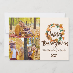 Fotokollage för enkel löv Thanksgiving-familj Julkort