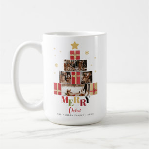 Fotokollage för familjen god jul Träd Kaffemugg