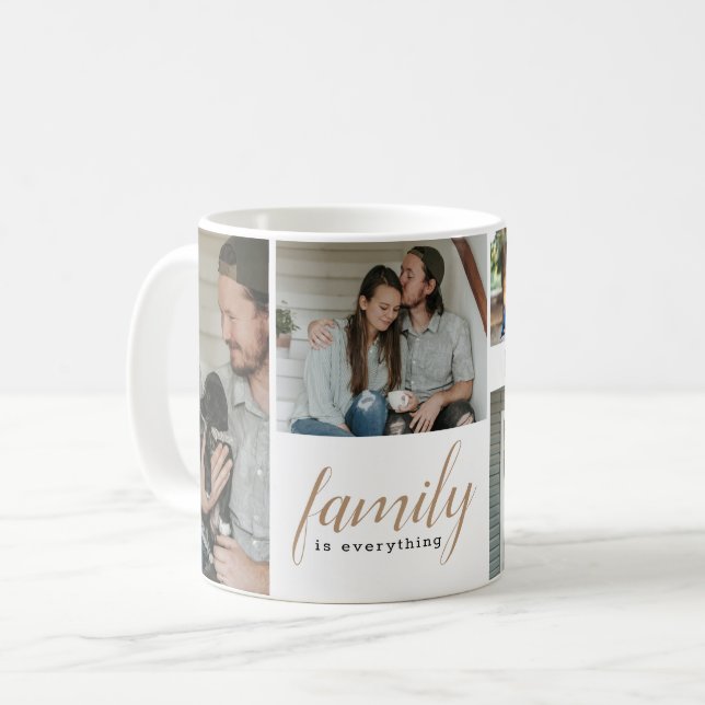 Fotokollage för familjen Guld Calligraphy Kaffemugg (Framsida vänster)