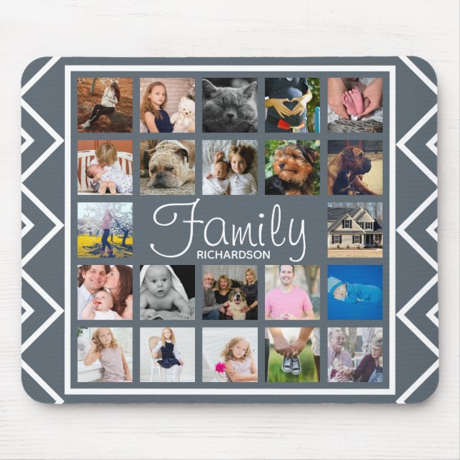 Fotokollage för familjen Modern White Arrows Musmatta (Framsidan)