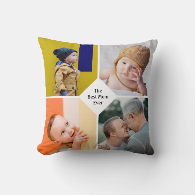 Fotokollage för familjen Mors dag Modern Mamma Kudde (Framsida)