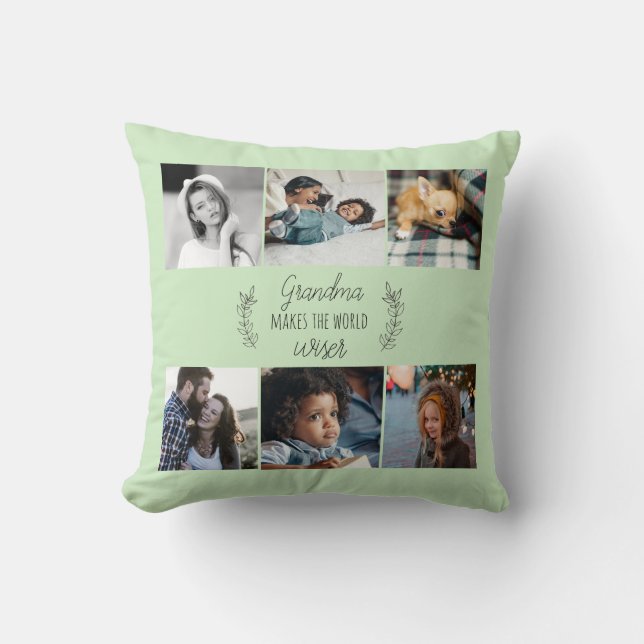 Fotokollage för familjen mors dag morma keepsaké kudde (Framsida)