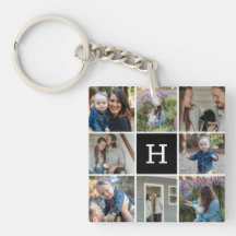 Fotokollage för familjen och Monogram