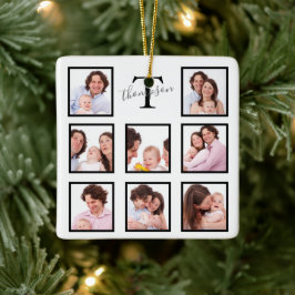 Fotokollage för familjen personlig Keepsaké Julgransprydnad Keramik