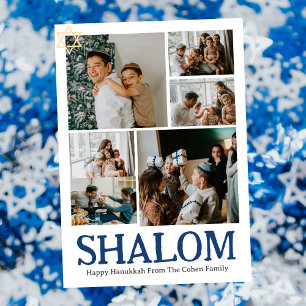 Fotokollage för familjen Shalom White Brev Hanukka Julkort