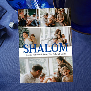 Fotokollage för familjen Shalom White Brev Hanukka Julkort