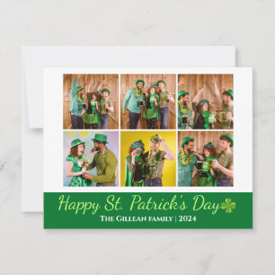 Fotokollage för familjen Shamrocks på St. patrick' Julkort