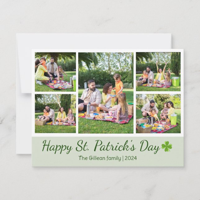 Fotokollage för familjen Shamrocks på St. patrick' Julkort (Framsida)