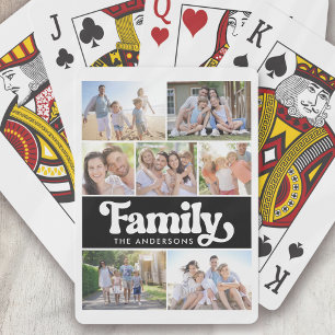 Fotokollage för familjetypgrafi casinokort