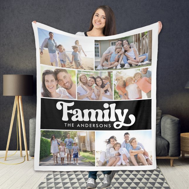 Fotokollage för familjetypgrafi fleecefilt (Skapare uppladdad)