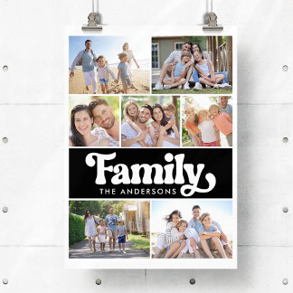 Fotokollage för familjetypgrafi poster