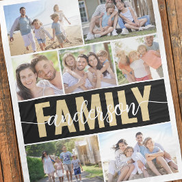 Fotokollage för Family Calligraphy Typography Fleecefilt