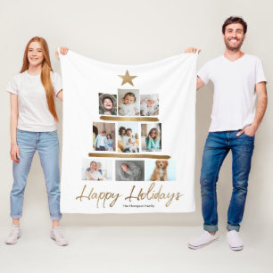 Fotokollage för Family Julgran-stjärnan i guld Fleecefilt