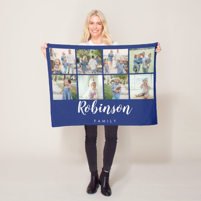 Fotokollage för Family Monogram 8| Tunga Fleecefilt (På plats)