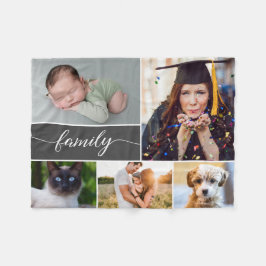 Fotokollage för Family Script Många Fleecefilt