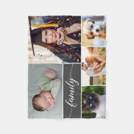 Fotokollage för Family Script Många Fleecefilt