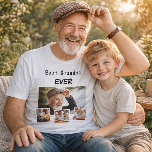 Fotokollage för farfar-morpapanfamiljen t shirt