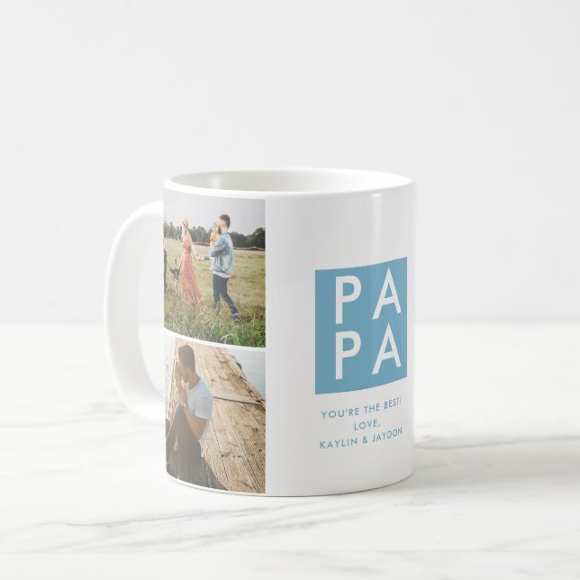 Fotokollage för fars dag Pappa Kaffemugg (Framsida vänster)