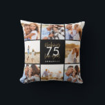 fotokollage för födelsedagssvart och guld kudde<br><div class="desc">moderna fotosamlingsinbjudningar för svart och guld. Modern text-design för skript. Del av en samling. redigera åldern till kostym i tillfälle</div>