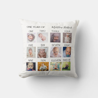 Fotokollage för första året Baby Kudde