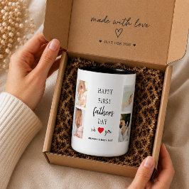 Fotokollage för första Fars dag | Pappa-kaffe Mugg