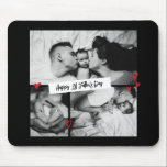 Fotokollage för första Fars dag-Vintagen B&W Baby Musmatta<br><div class="desc">Personlig Fars dag-gåva till pappa för att fira Fars dag. Vare sig det gäller en ny pappa, stepdad, gammal och klassisk pappa eller pappa-till-bli, kommer anpassningsbarna att få dig täckt. Du kan ändra texten till önskad ordalydelse och ladda upp ett eget foto till anpassningsbarna. Få något minnesvärt och speciellt för...</div>